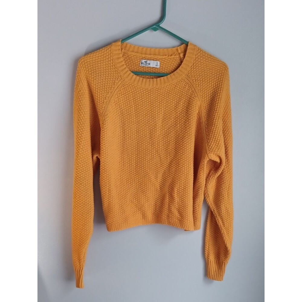 Hollister Mustard Textured Crewneck Sweater